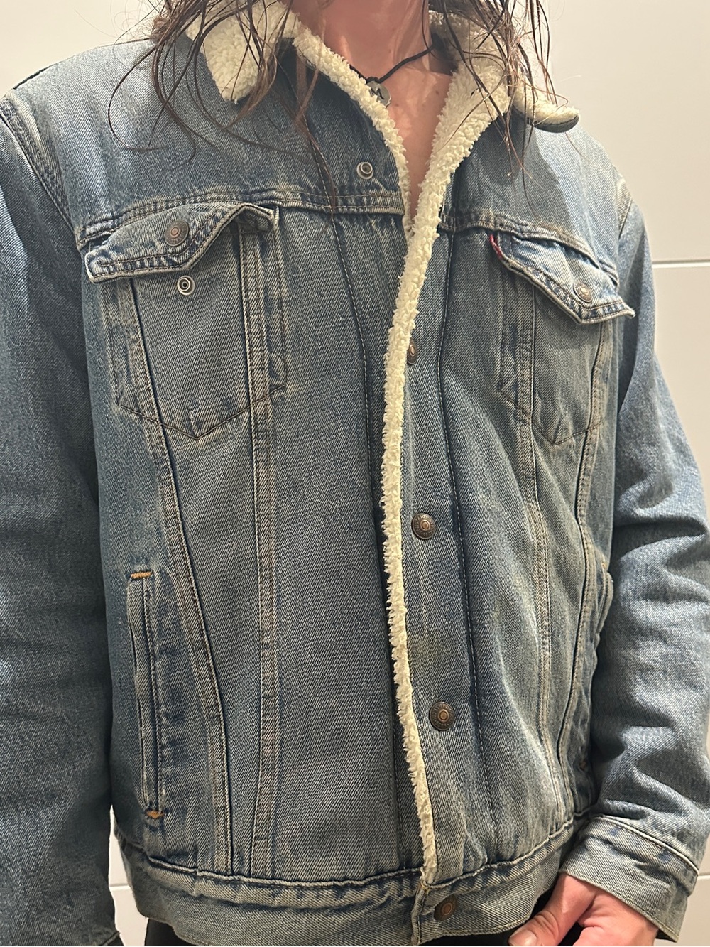 Levi's Light Blue Denim Jacket with Cream Sherpa Lining